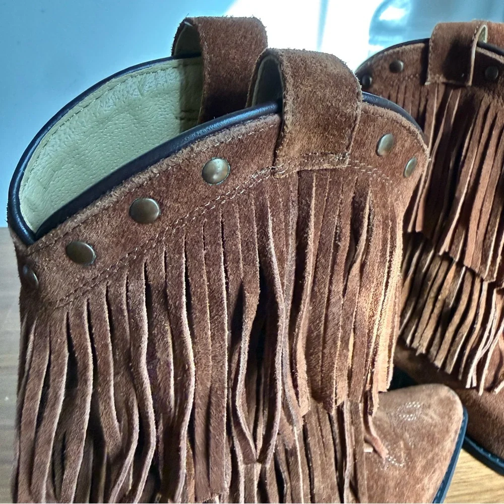 NWOB Smoky Mountain Girls Double Fringe Suede Cowboy Boots, size 1